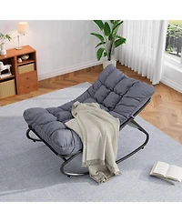 gaomon 2Pcs Indoor/Outdoor Rocking Papasan Chairs, Patio Rocking Chairs with Comfy Cushions, Sturdy Metal Frame, Outdoor Papasan Chair