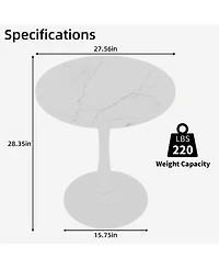 Rainsken 27.6" Coffee Table, Modern Tulip Center Table, Mid-Century Leisure Table for Small Places, Living Room