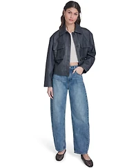 Levi's Women's Faux Leather Button Closure Shacket