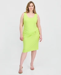 Full Circle Trends Trendy Plus Sash-Belt Bodycon Dress