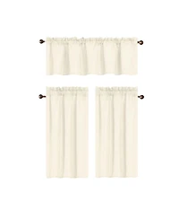 Rt Designers Collection 100% Polyester Gibson Solid 3 Piece Kitchen Curtains Valance and Tiers Set