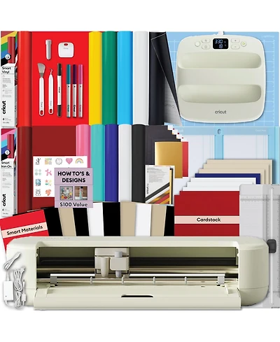 Cricut Explore 5 Crafting Bundle with EasyPress 9x9, Smart Vinyl and Iron-On, Pens and Card Set