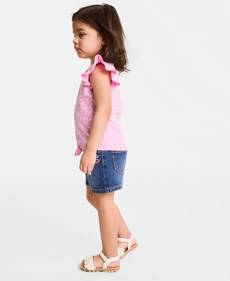 Epic Threads Girls' Toddler 12M-5T Floral-Print Cotton Tie-Front T-Shirt, Macy's Exclusive