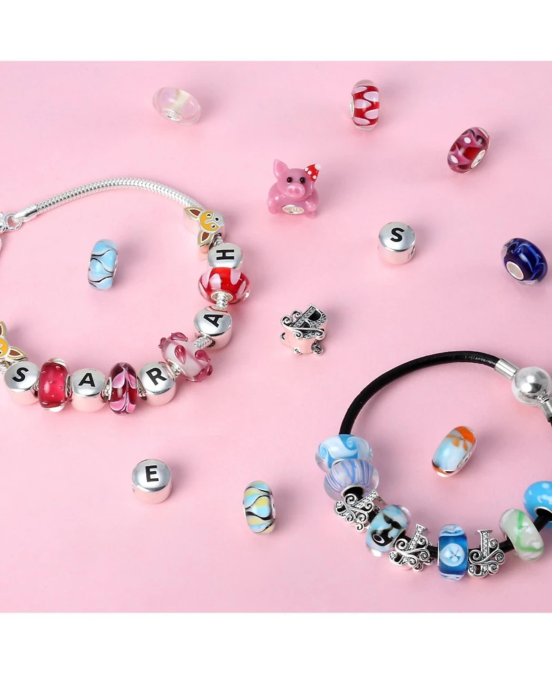 Bling Jewelry Black Leather Silver Round Clasp Strand Bracelet Bead Charms