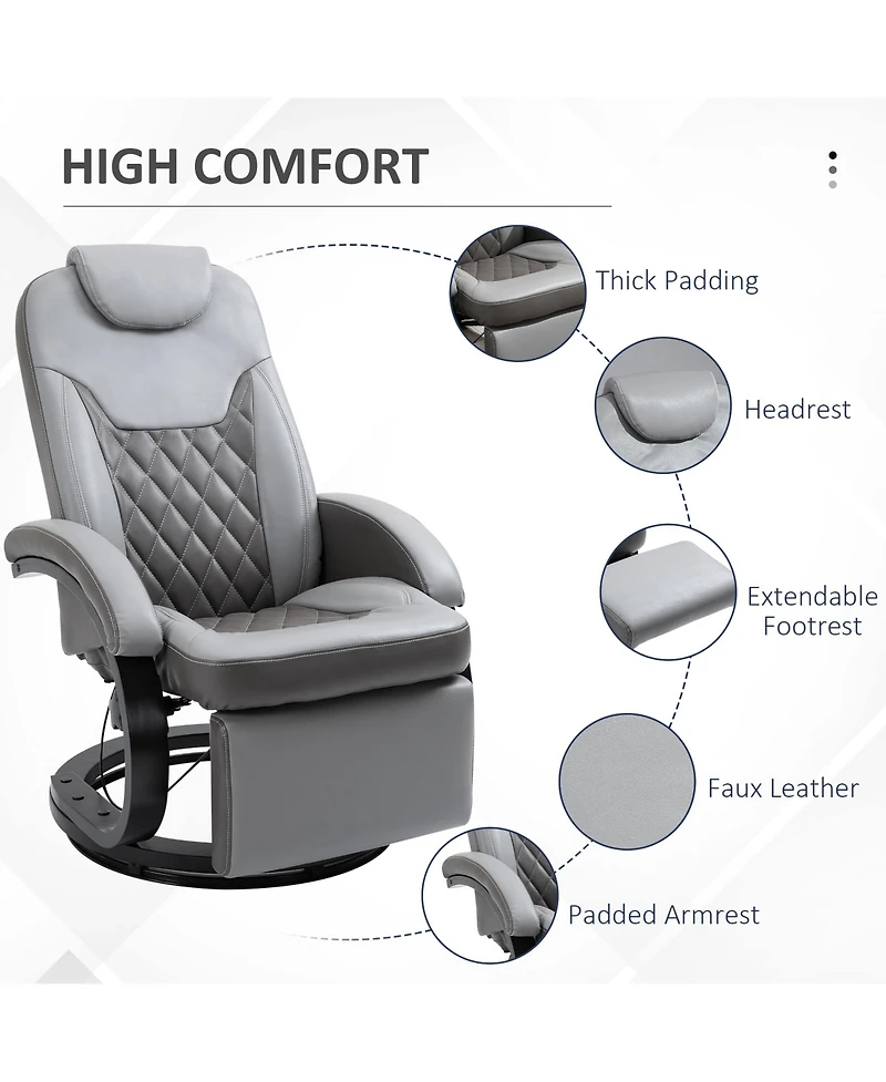 Homcom Fake Leather Rocking Living Room Chair with 360 Swivel Rotation & Sponge Cushion