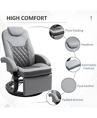 Homcom Fake Leather Rocking Living Room Chair with 360 Swivel Rotation & Sponge Cushion