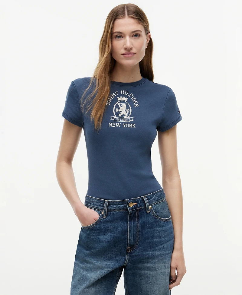 Tommy Hilfiger Women's Dye Crest Graphic Crewneck T-Shirt