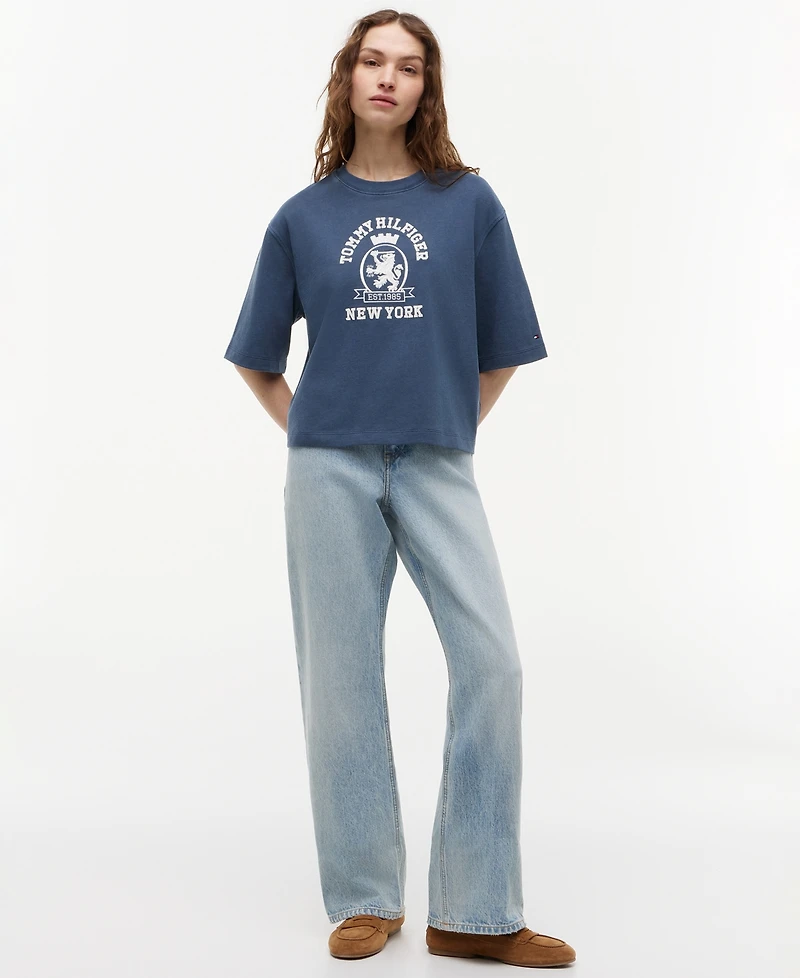 Tommy Hilfiger Women's Dye Crest Boxy Crewneck T-Shirt