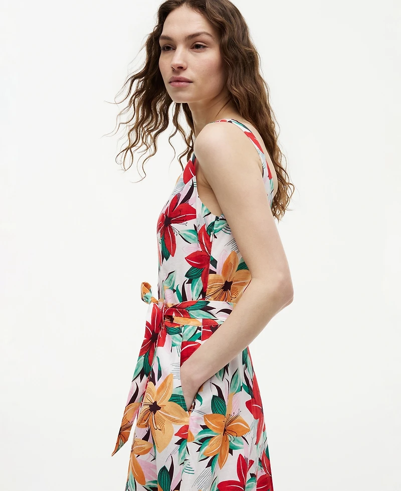 Tommy Hilfiger Women's Printed Belted Midi Dress