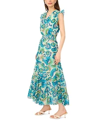 Msk Petite Smock Waist Tiered Midi Dress