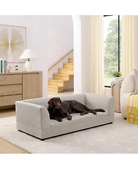 6thdruple Oversized Dog Sofa with Backrest and Armrests for Medium and Large Dogs