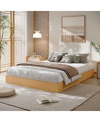 gaomon Queen Solid Wood Platform Bed Floor Standing Sturdy Slats Minimalist No Box Spring Pine Easy Assembly