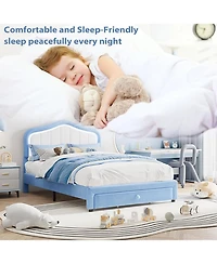 gaomon Full Upholstered Led Bed Frame with Storage Drawer Velvet Platform for Kids Wood Slats No Box Spring