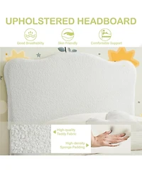 gaomon Boucle Upholstered Platform Bed Frame Adjustable Headboard Teddy Fleece No Box Spring Needed