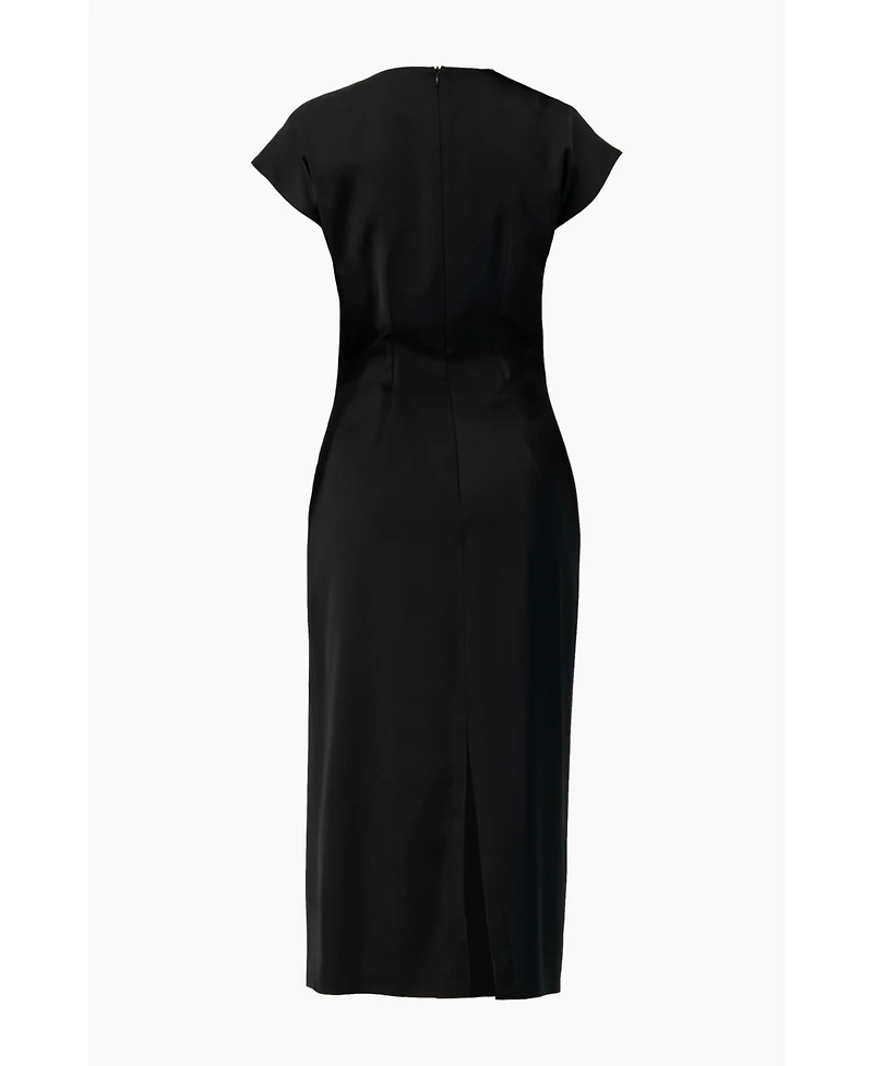 Ivonne Women's Off-Shoulder Straight Satin Dress with Side Knot