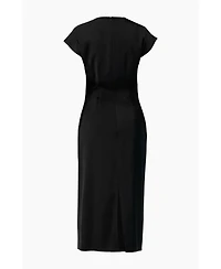 Ivonne Women's Off-Shoulder Straight Satin Dress with Side Knot