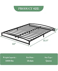 gaomon Queen 6in Metal Platform Bed Frame Steel Slat Support No Box Spring