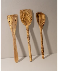 Gharyan Stoneware, Natural Olive Wood Utensils Bundle