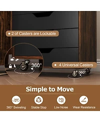 Sugift Seven Drawer Wooden Storage Dresser with Lockable Wheels