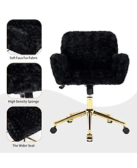 Rainsken Faux Fur Home Office Chair, Adjustable Swivel Desk Chair