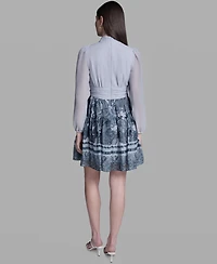 Bcbg Women's Long-Sleeve Mock Neck Dress