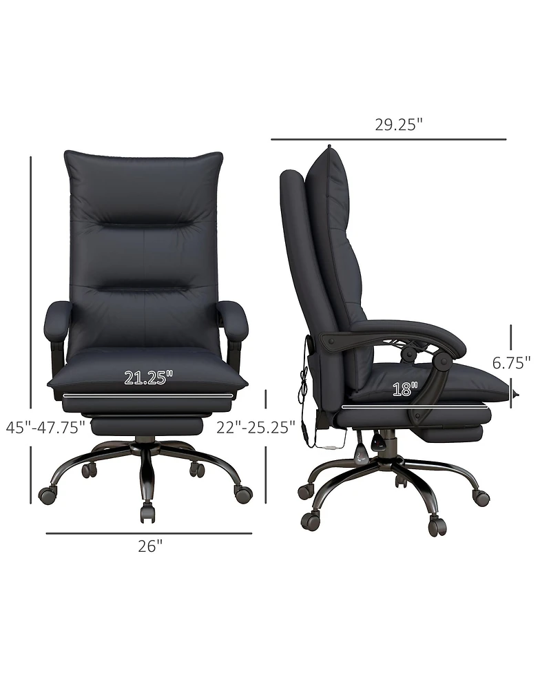 Boyel Living Microfiber Office Chair with Massage Heat and Footrest