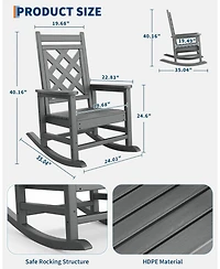 gaomon Outdoor Rocking Chair Set of 2, Hdpe Weather-Resistant Porch Rockers Wood Texture, 380 Lbs Support Deck Pool