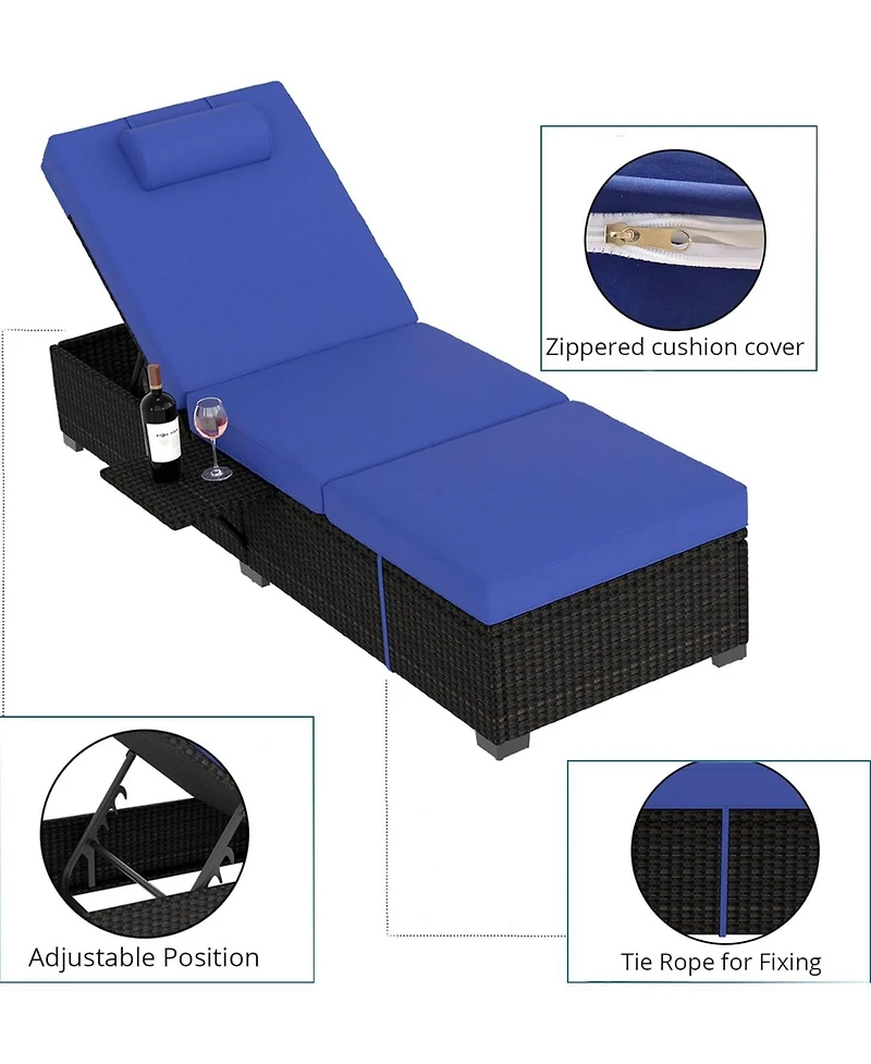 gaomon Outdoor Chaise Lounge Chairs Set of 2, Patio Reclining Chair with Cushion and Adjustable Backrest