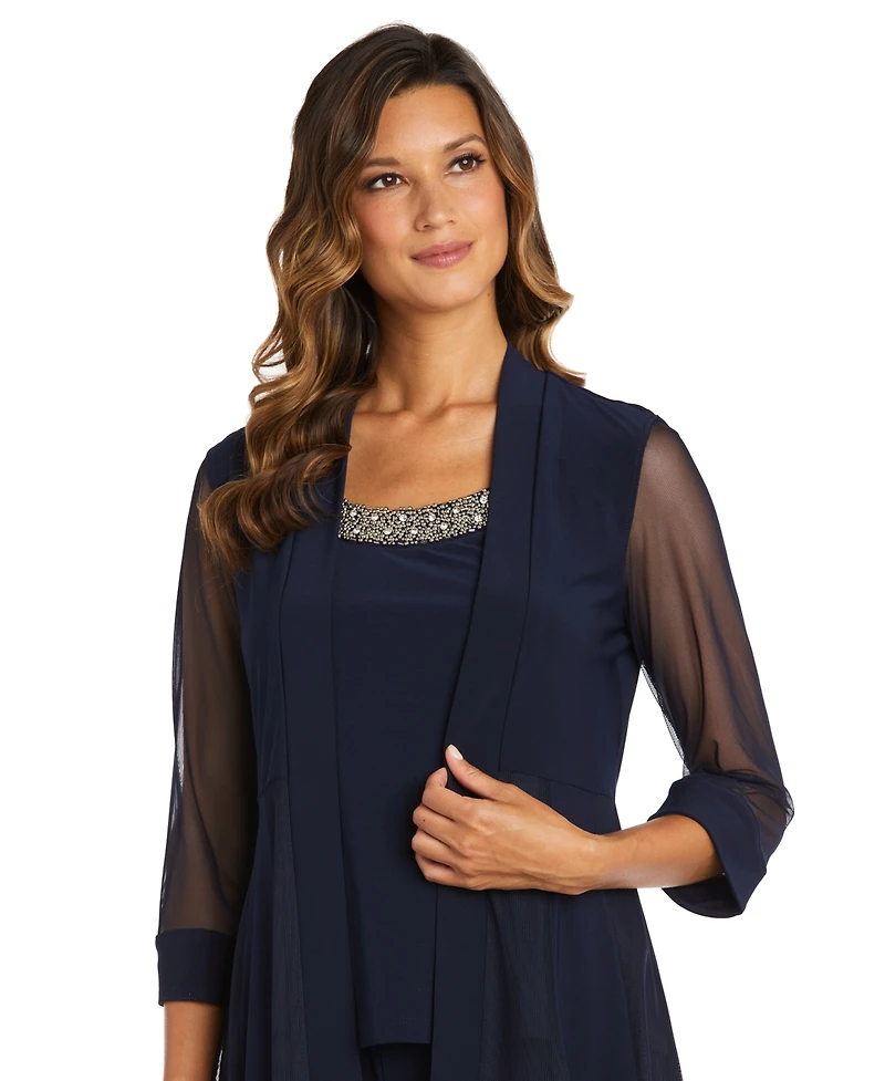 R & M Richards Embellished Layered-Look Pantsuit