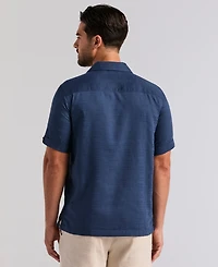 Cubavera Men's Solid Textured Camp Collar Shirt