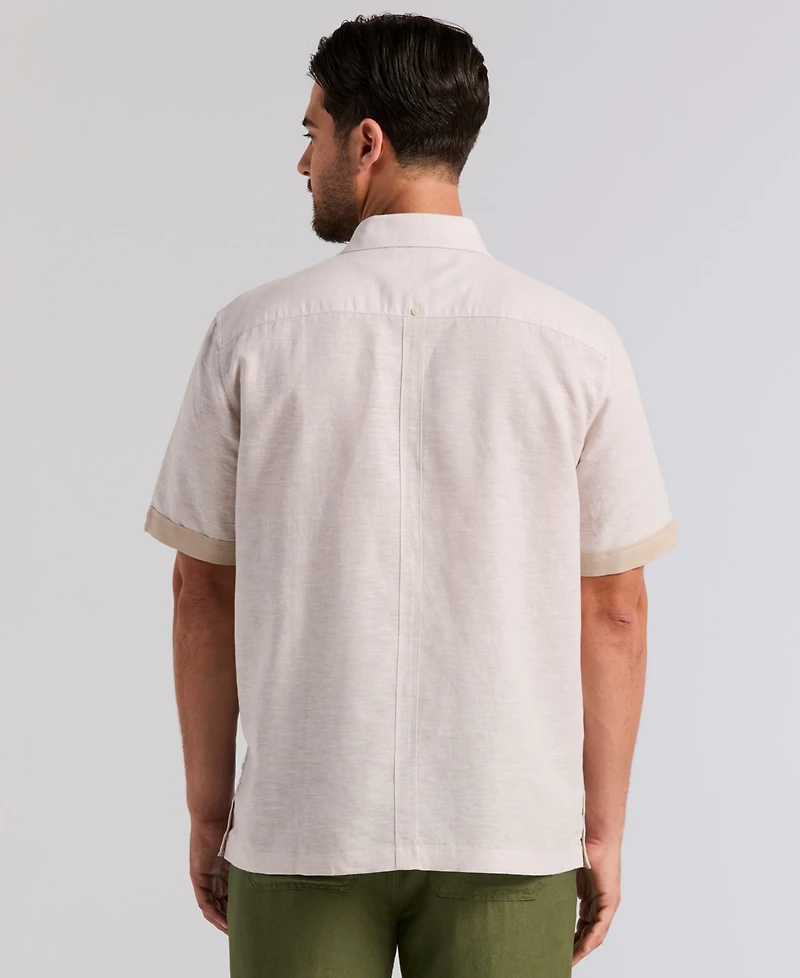 Cubavera Men's Cross-Dyed Short-Sleeve Pintucked Shirt