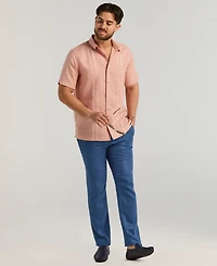 Cubavera Men's Short Sleeve Panel Button-Front Linen Camp Shirt