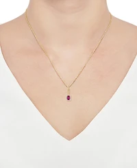 Macy's Lab Grown Emerald (3/4 ct. t.w.) & White Sapphire (1/5 Necklace 14k Gold Over Sterling Silver (Also Available Multi-S