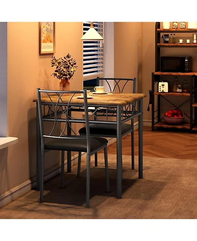 gaomon 3-Piece Wood Dining Table Set for 2, Upholstered Chairs, Compact Square Table for Breakfast Nook, Apartment