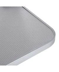 Aostirmotor 46" Silver-Gray Folding Pet Grooming Table with Stainless Steel Frame and Adjustable Arm