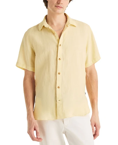 Nautica Men's Classic-Fit Solid Linen Short-Sleeve Shirt