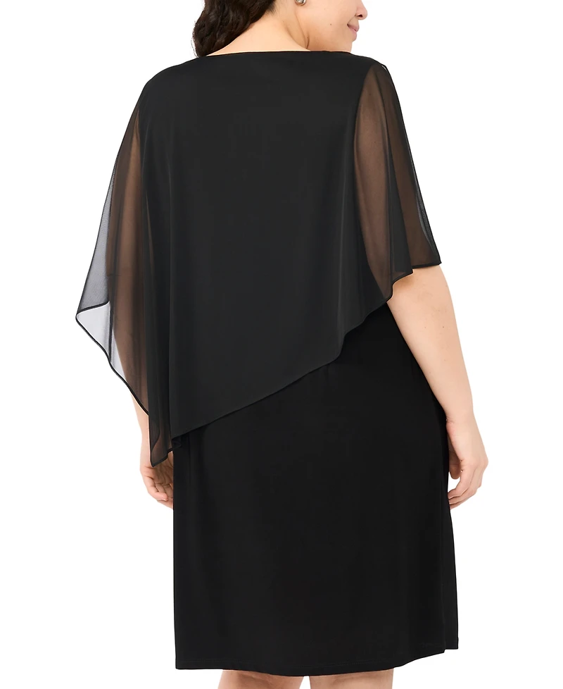 Msk Plus Asymmetrical Cape Overlay Dress