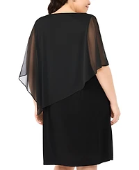 Msk Plus Asymmetrical Cape Overlay Dress