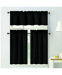 Rt Designers Collection 100% Polyester Gibson Solid 3 Piece Kitchen Curtains Valance and Tiers Set 54" x 18