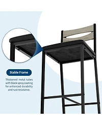 gaomon 3-Piece Kitchen Table Set with Storage & 2 Upholstered Chairs, Industrial Iron & Wood, Space Saving for Apartments