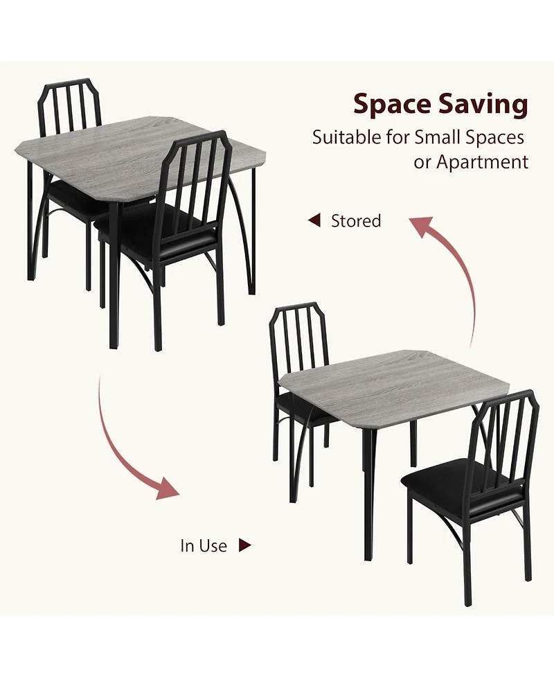 gaomon 2-Person Small Dining Table Set, Ultra Comfort Pu Cushion Chairs, For Home, Kitchen, Apartment