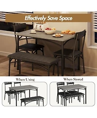 gaomon 5 Piece Dining Table Set for 4, Metal Frame Table with Bench & Upholstered Chairs, Modern Set for Apartments