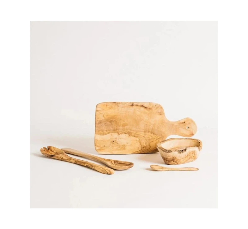 Gharyan Stoneware, Olive Wood Utensils Set