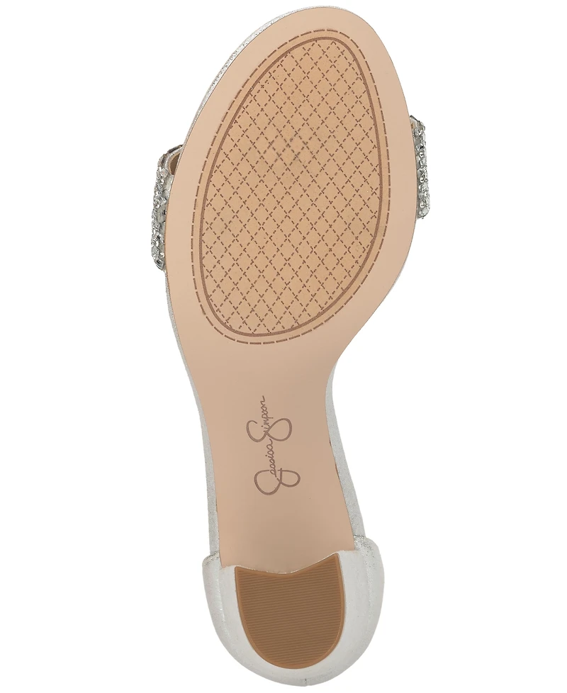 Jessica Simpson Women's Sahino Block Heel Rhinestone Dress Sandals