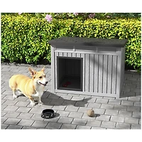 Decksplore 259 inclined top air pole kennel gray and black Spacious All Season Dog Cage with Elevated Base Weatherproof Construction
