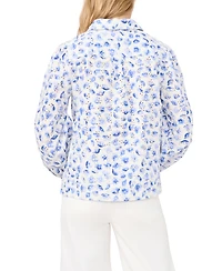 CeCe Women's Floral Collared Button-Down Top