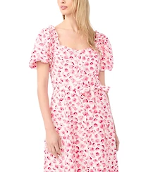 CeCe Women's Sweetheart Neck Puff-Sleeve Cotton Midi Dress
