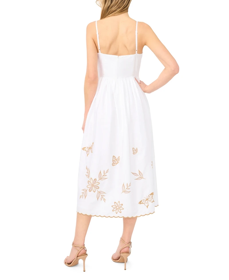 CeCe Women's Twist V-Neck Cotton Midi Dress