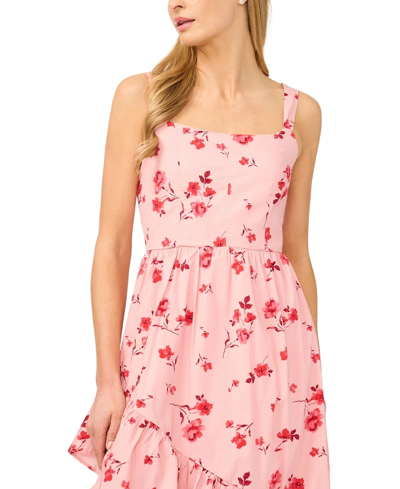 CeCe Women's Sleeveless Floral Square Neck Midi Dress