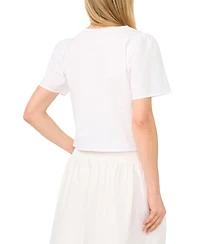 CeCe Women's V-Neck Embroidered Blouse